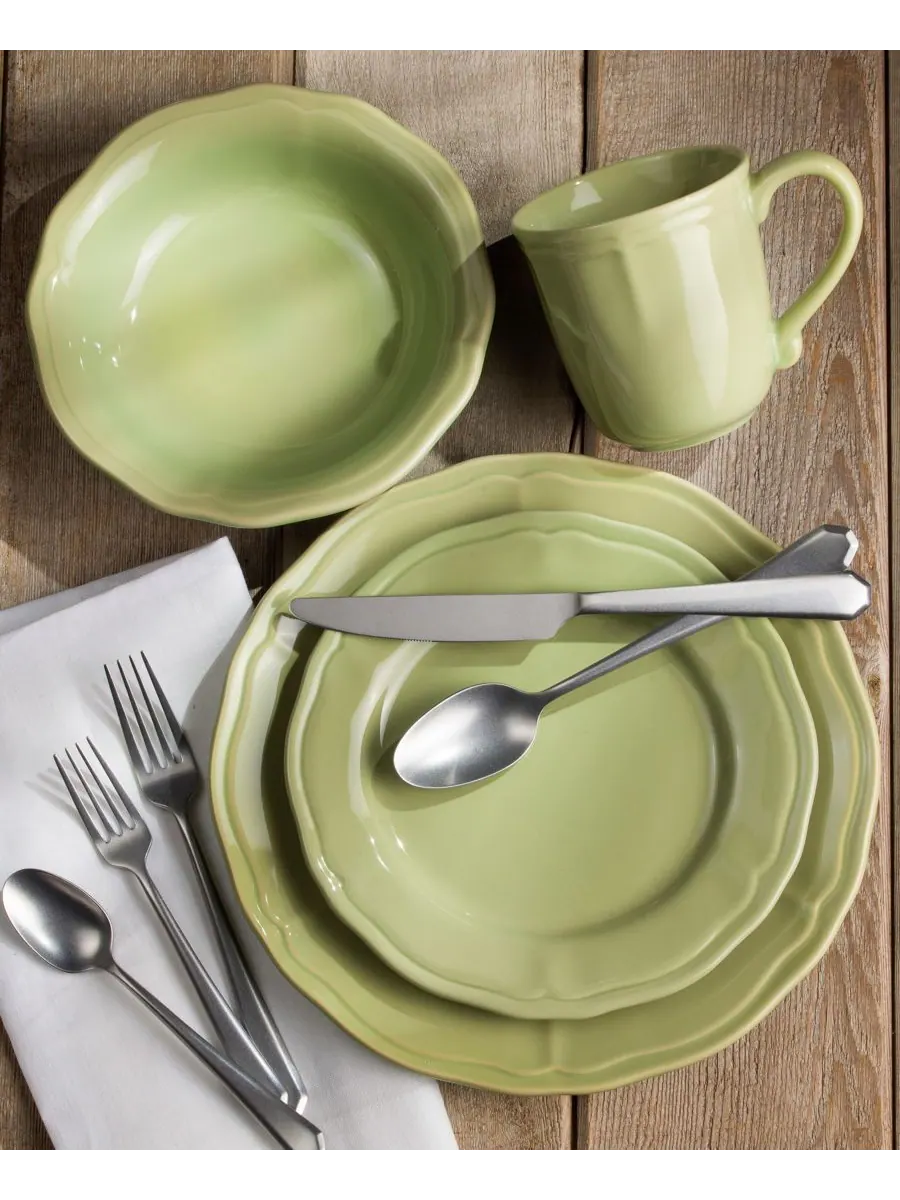Набор посуды Siena из 16 предметов, на 4 персоны Euro Ceramica — изображение 4 из 5, зеленый