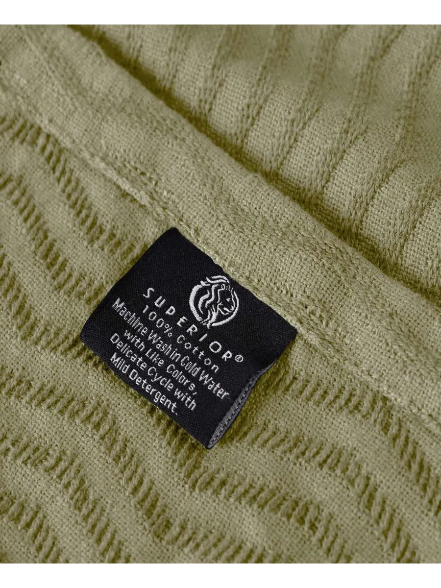 Легкое тканое одеяло Jena Cotton Textured Chevron, размер Twin Superior — изображение 4 из 7, шалфейный