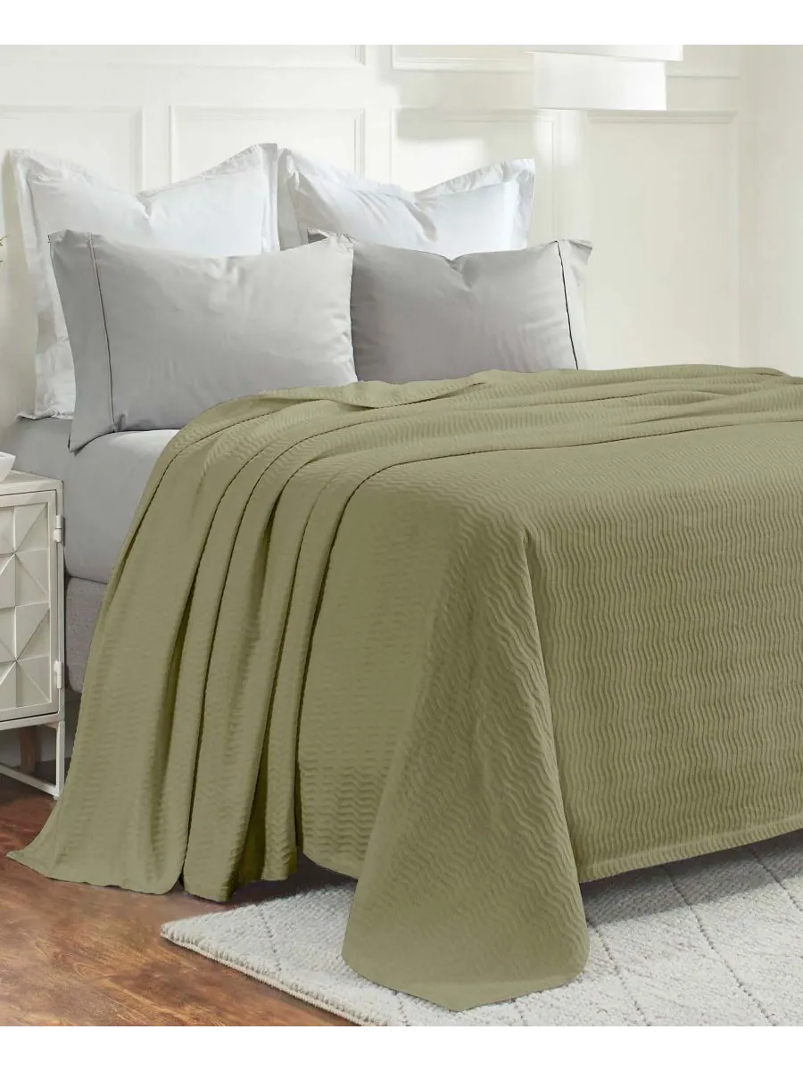 Легкое тканое одеяло Jena Cotton Textured Chevron, размер Twin Superior — изображение 6 из 7, шалфейный