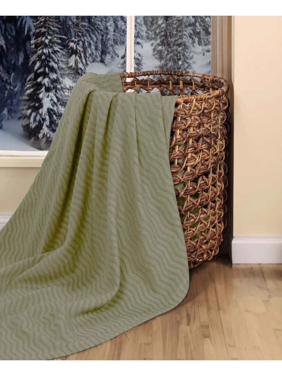 Легкое тканое одеяло Jena Cotton Textured Chevron, размер Twin Superior — изображение 7 из 7, шалфейный