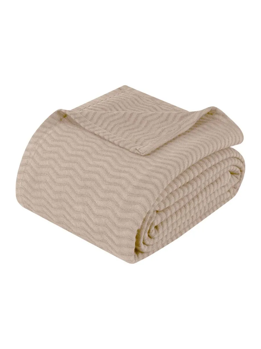 Легкое тканое одеяло Jena Cotton Textured Chevron, размер Twin Superior — изображение 1 из 7, хаки