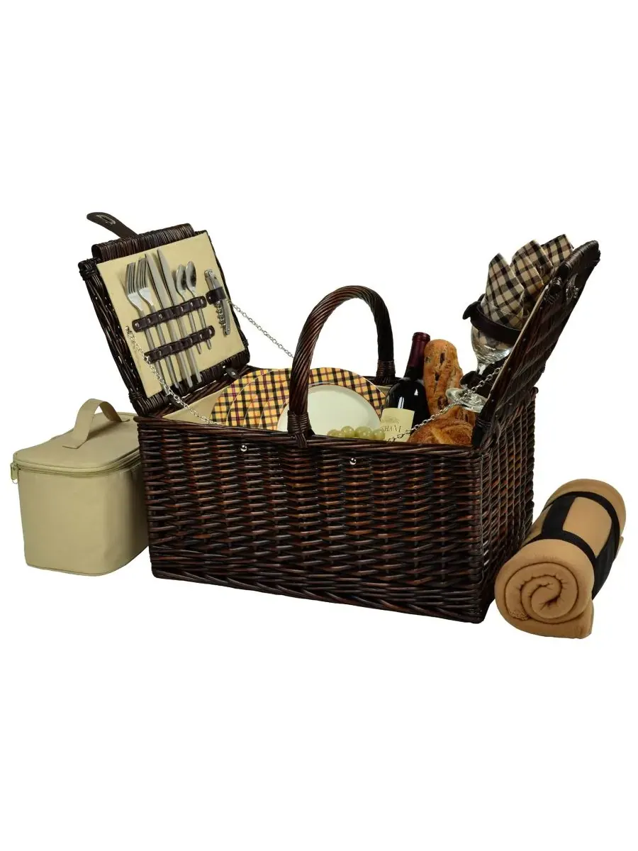 Корзина для пикника «Букингемская ива» с пледом - на 4 персоны Picnic At Ascot
