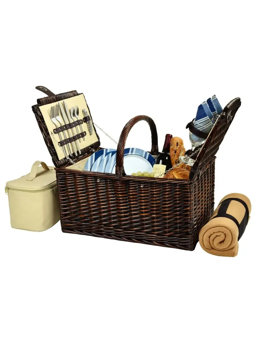 Корзина для пикника «Букингемская ива» с пледом - на 4 персоны Picnic At Ascot, лазурный — изображение 1 из 2