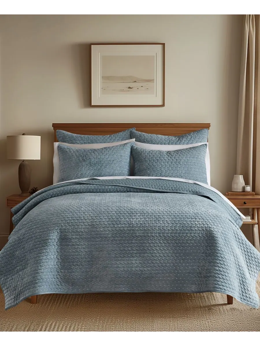 Двустороннее одеяло Velvet Stitch, 2 предмета, размер Twin/Twin XL Levtex — изображение 1 из 5, шамбре