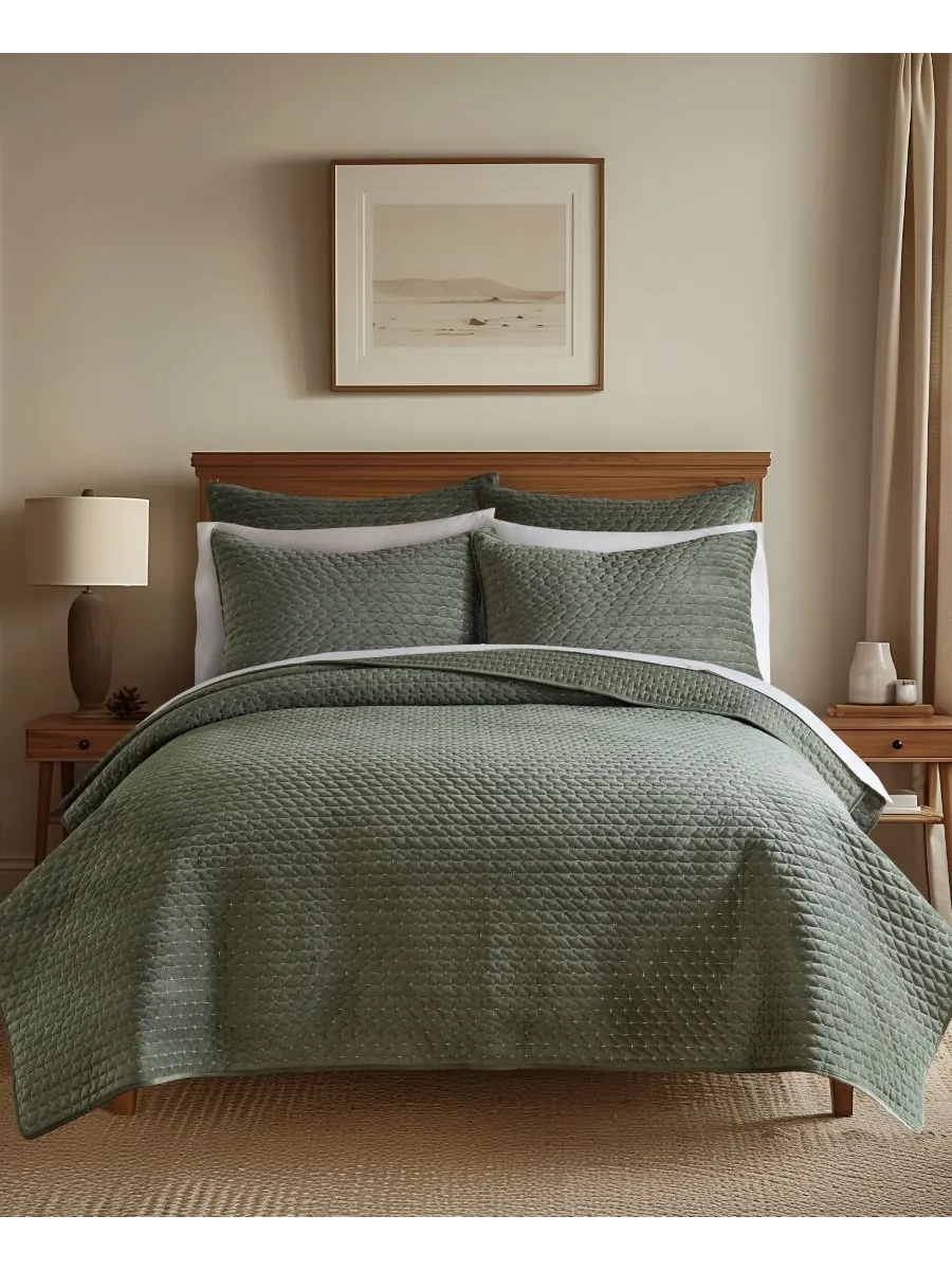 Двустороннее одеяло Velvet Stitch, 2 предмета, размер Twin/Twin XL Levtex — изображение 1 из 6, зеленый