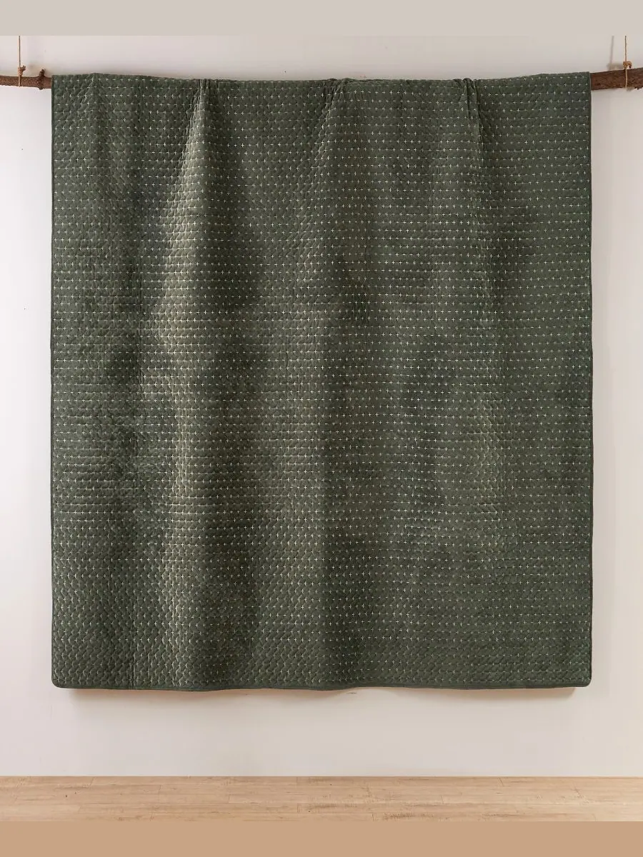 Двустороннее одеяло Velvet Stitch, 2 предмета, размер Twin/Twin XL Levtex — изображение 6 из 6, зеленый