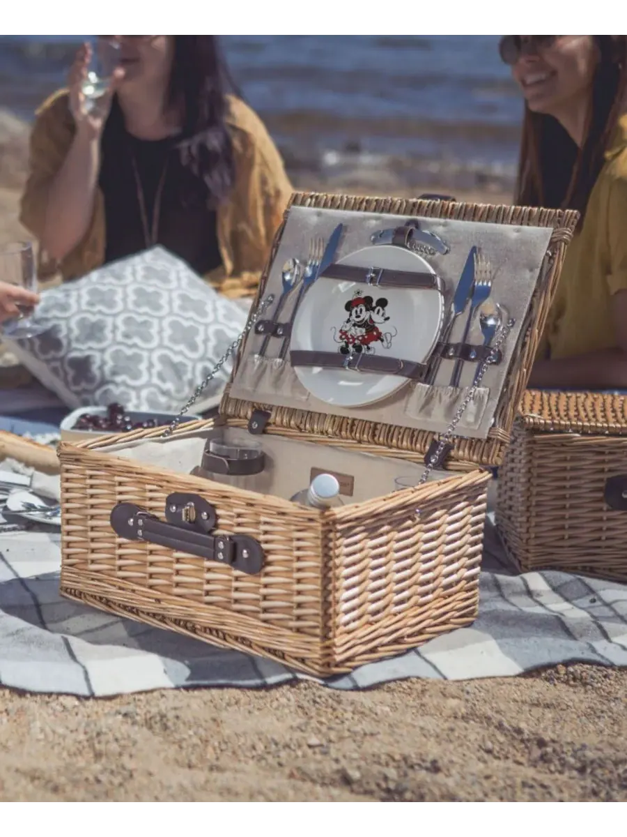 Классическая корзина для пикника Disney с Микки Маусом и Минни Маус, на 2 персоны Picnic Time — изображение 2 из 3, бежевый