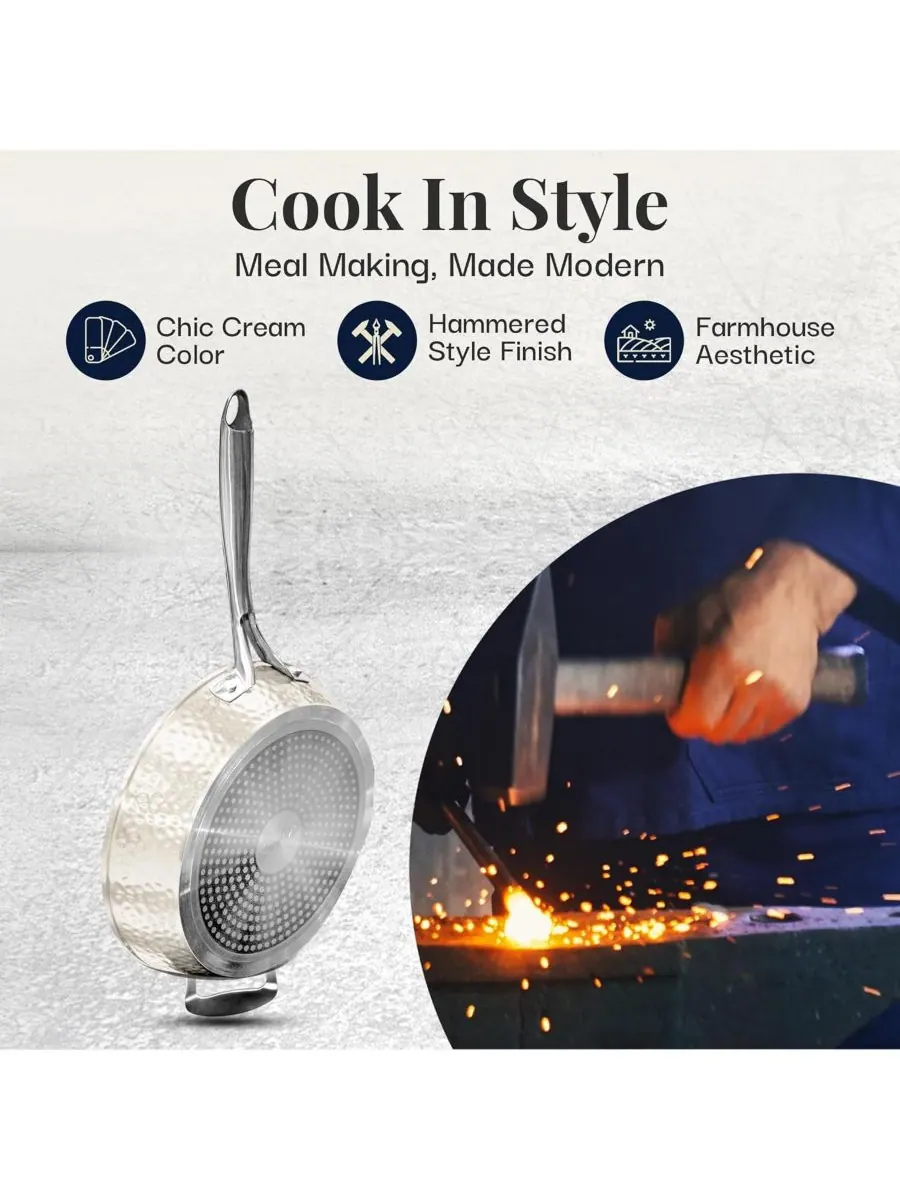 Сковорода Gotham Steel Hammered Ceramic Nonstick, 30.5 см — изображение 4 из 5, бежевый