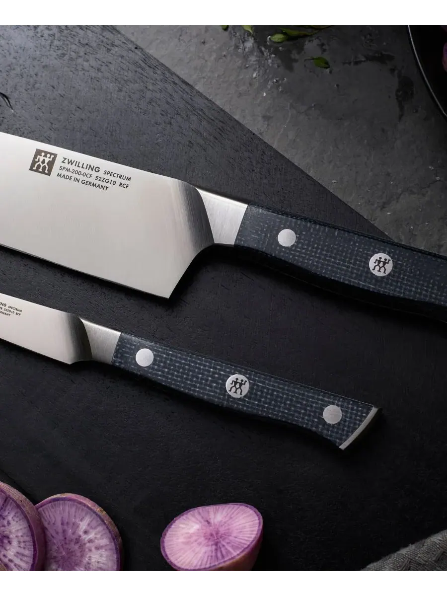 Набор кухонных ножей ZWILLING Spectrum, 2 предмета, шеф-нож/овощной нож — изображение 2 из 6, черный серебристый