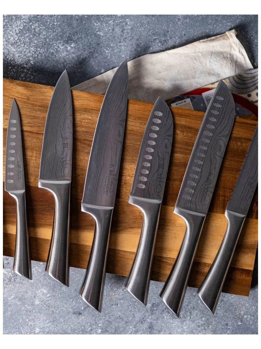 Набор ножей Damashiro Satori из 8 предметов с подставкой Cuisine::Pro — изображение 2 из 10, серебряный