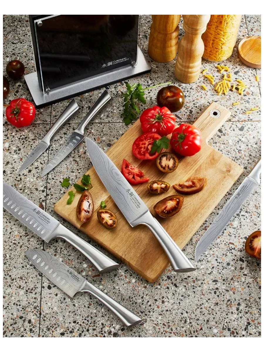 Набор ножей Damashiro Satori из 8 предметов с подставкой Cuisine::Pro — изображение 3 из 10, серебряный