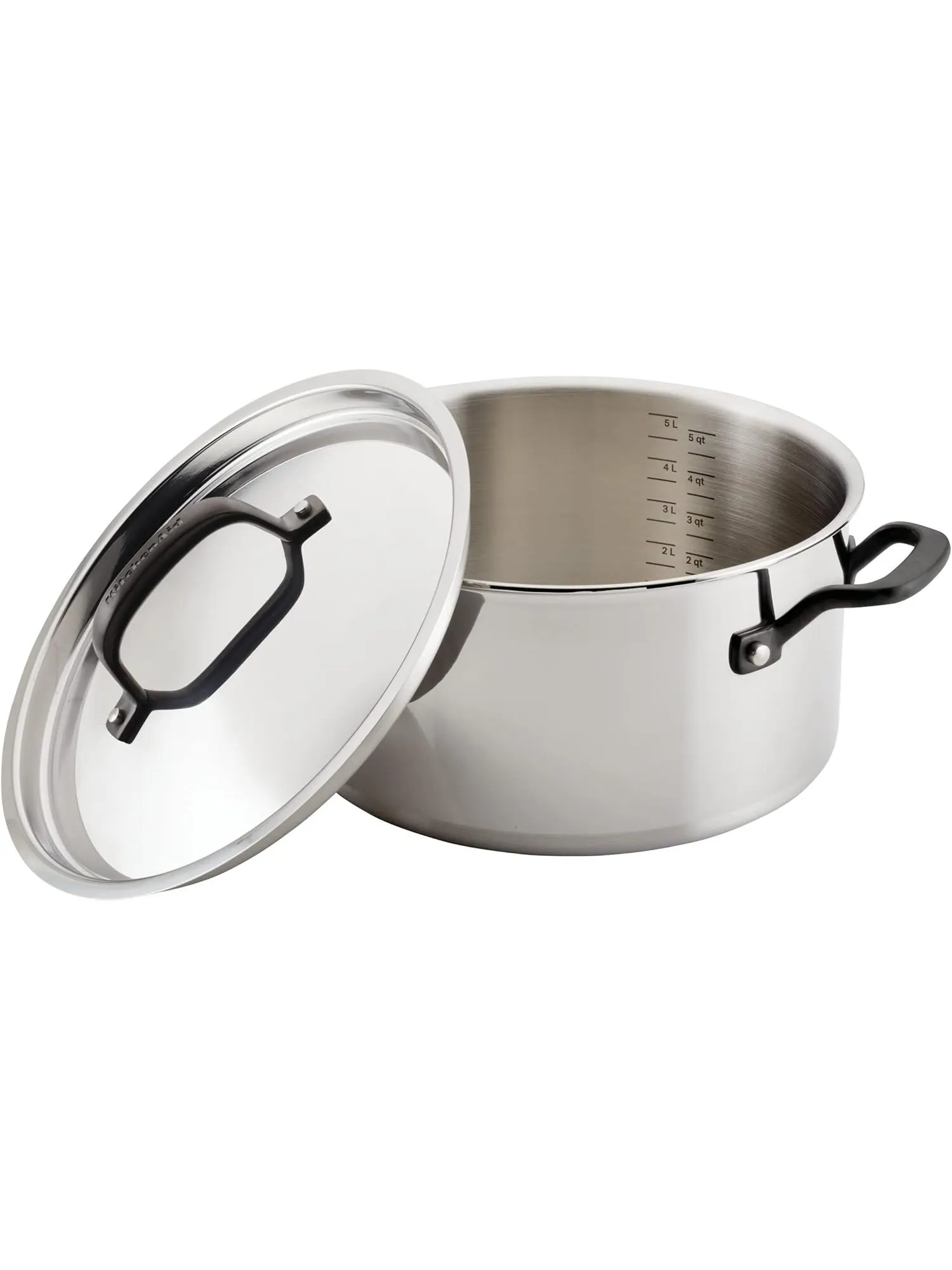 Кастрюля KitchenAid 5-Ply Clad Stainless Steel Induction, 5,7 литра — изображение 2 из 8, серебристый