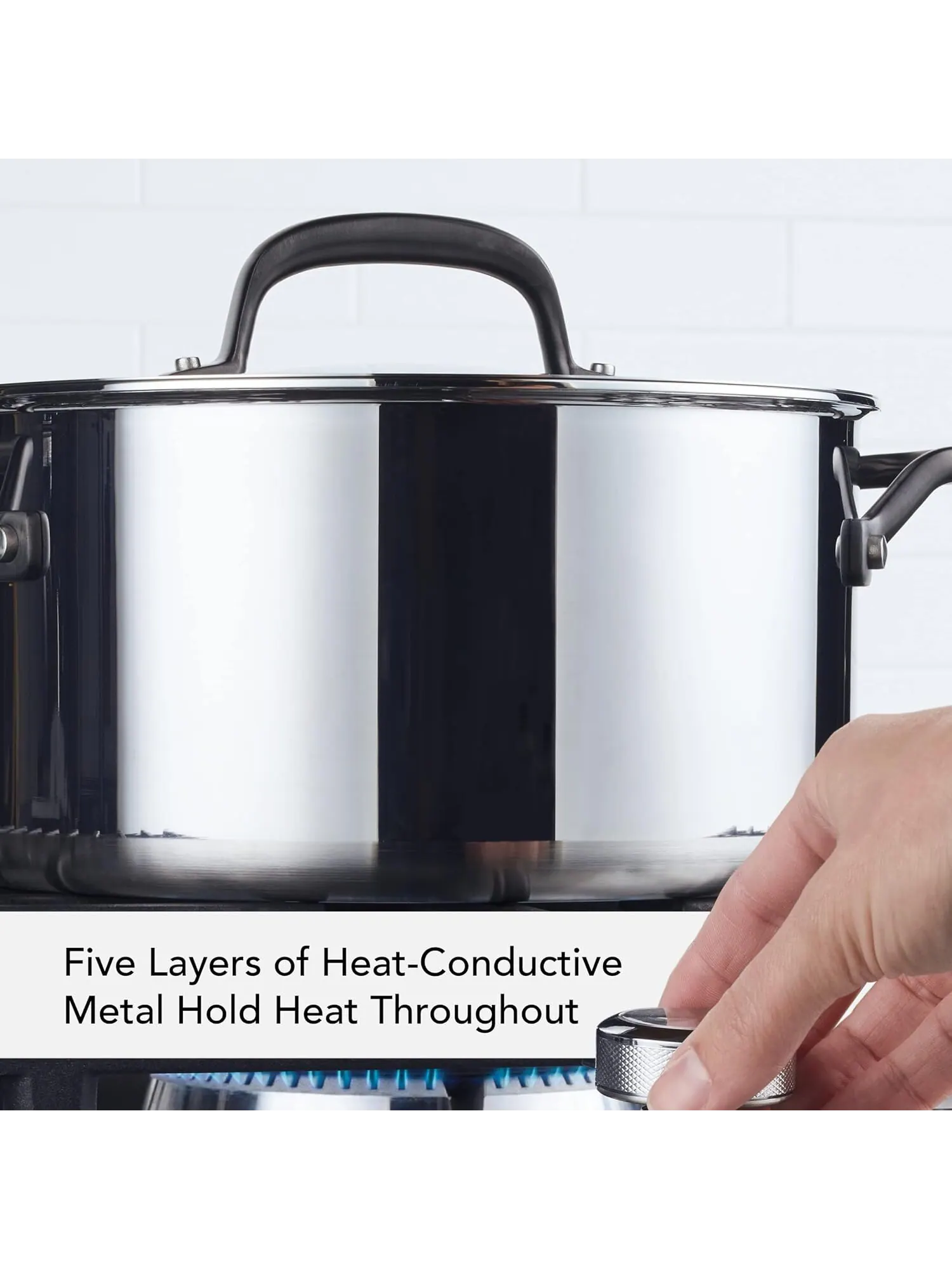 Кастрюля KitchenAid 5-Ply Clad Stainless Steel Induction, 5,7 литра — изображение 5 из 8, серебристый