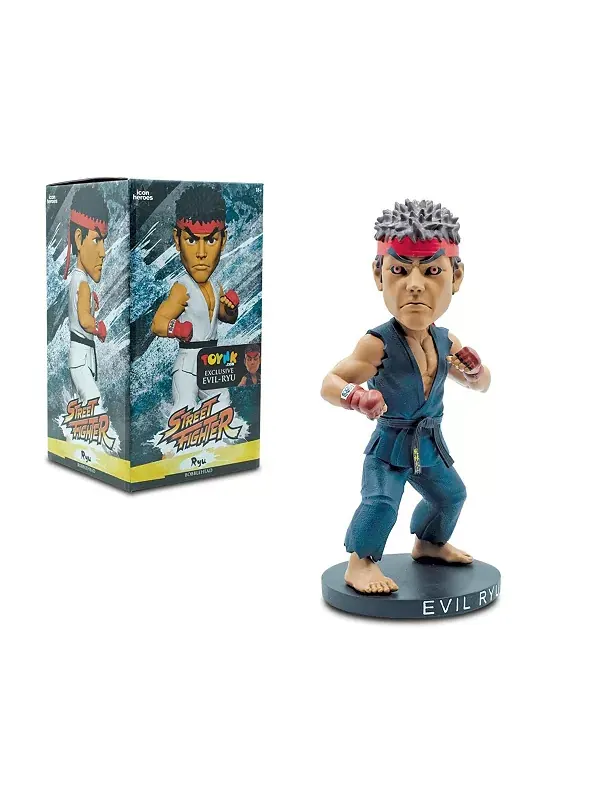 8-Дюймовая фигурка-качалка из смолы Street Fighter Evil Ryu | эксклюзив от toynk Icon Heroes — изображение 2 из 3, синий