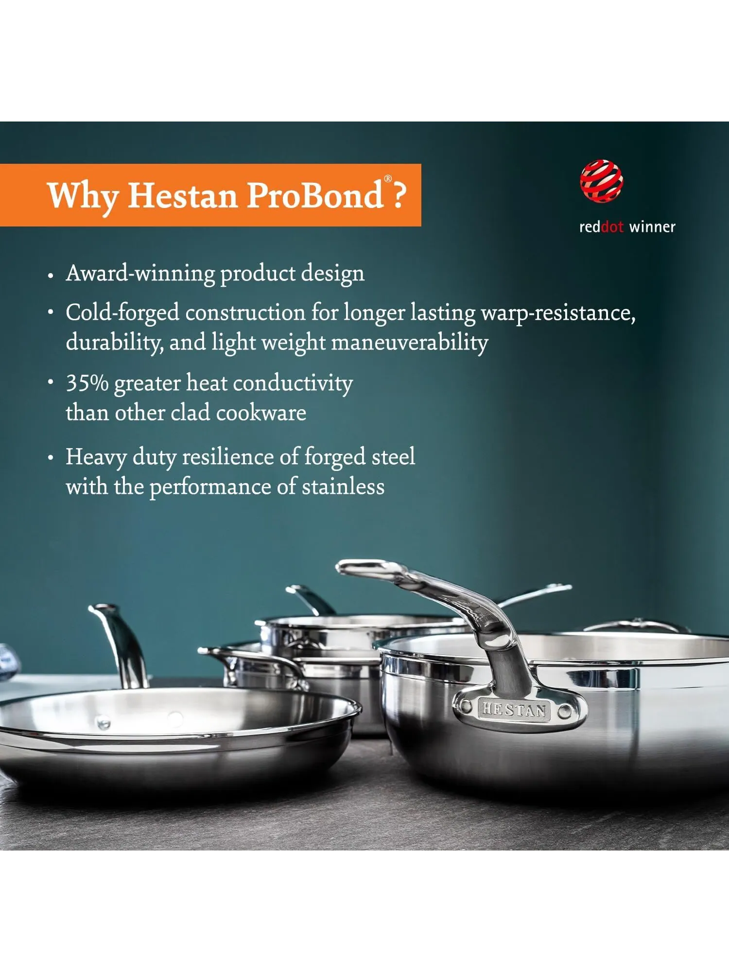Набор посуды Hestan ProBond, 10 предметов, нержавеющая сталь — изображение 5 из 6, серебристый