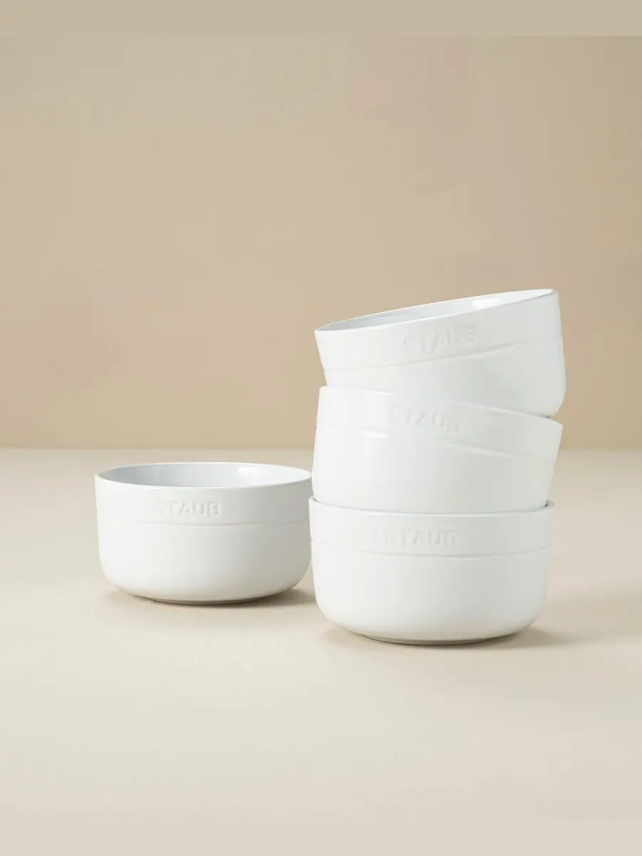Набор пиал Staub Ceramic для хлопьев, 4 предмета, 14 см, 0.7 л — изображение 4 из 5, белый