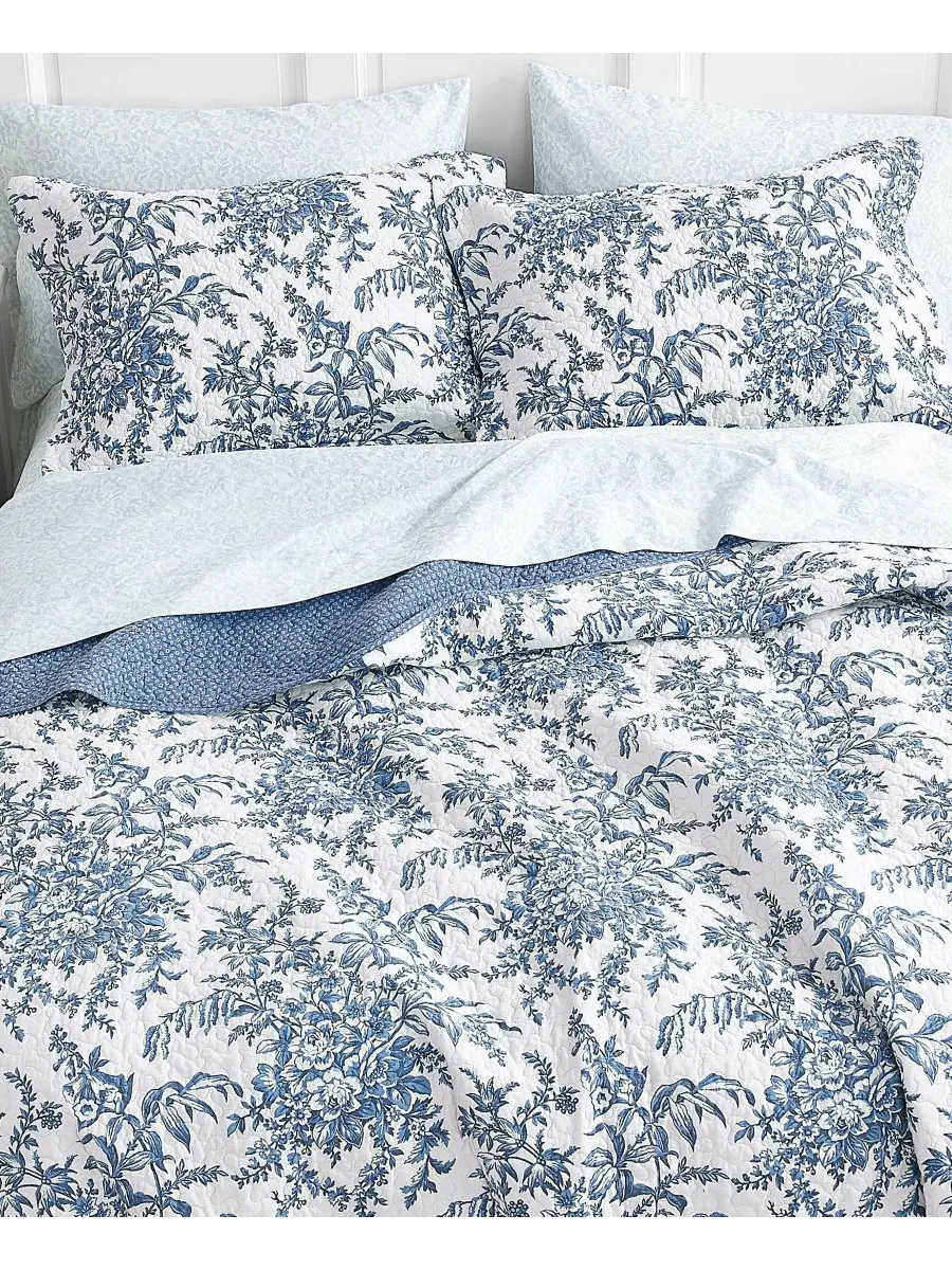 Двустороннее одеяло bedford cotton, 2 предмета, размер twin. Laura Ashley, Delft — изображение 5 из 8