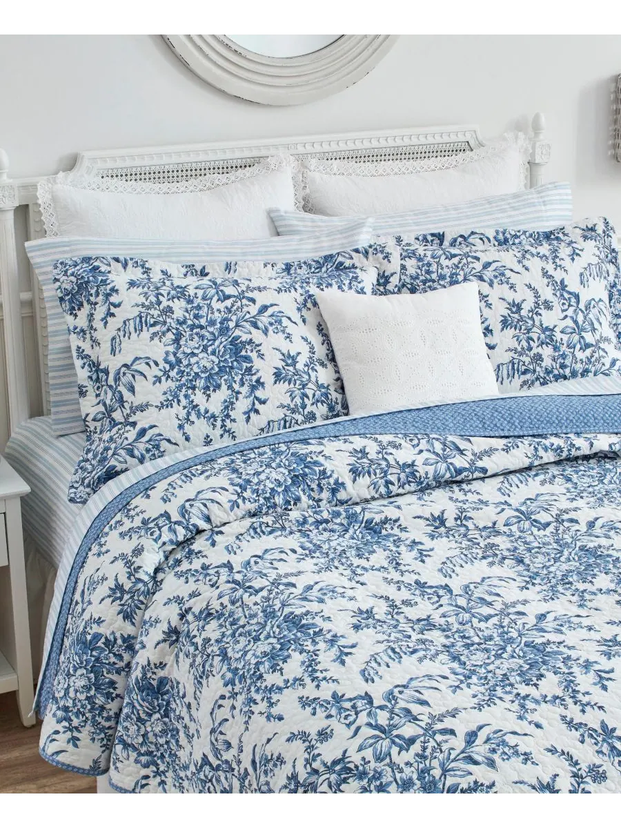 Двустороннее одеяло bedford cotton, 2 предмета, размер twin. Laura Ashley, Delft — изображение 6 из 8