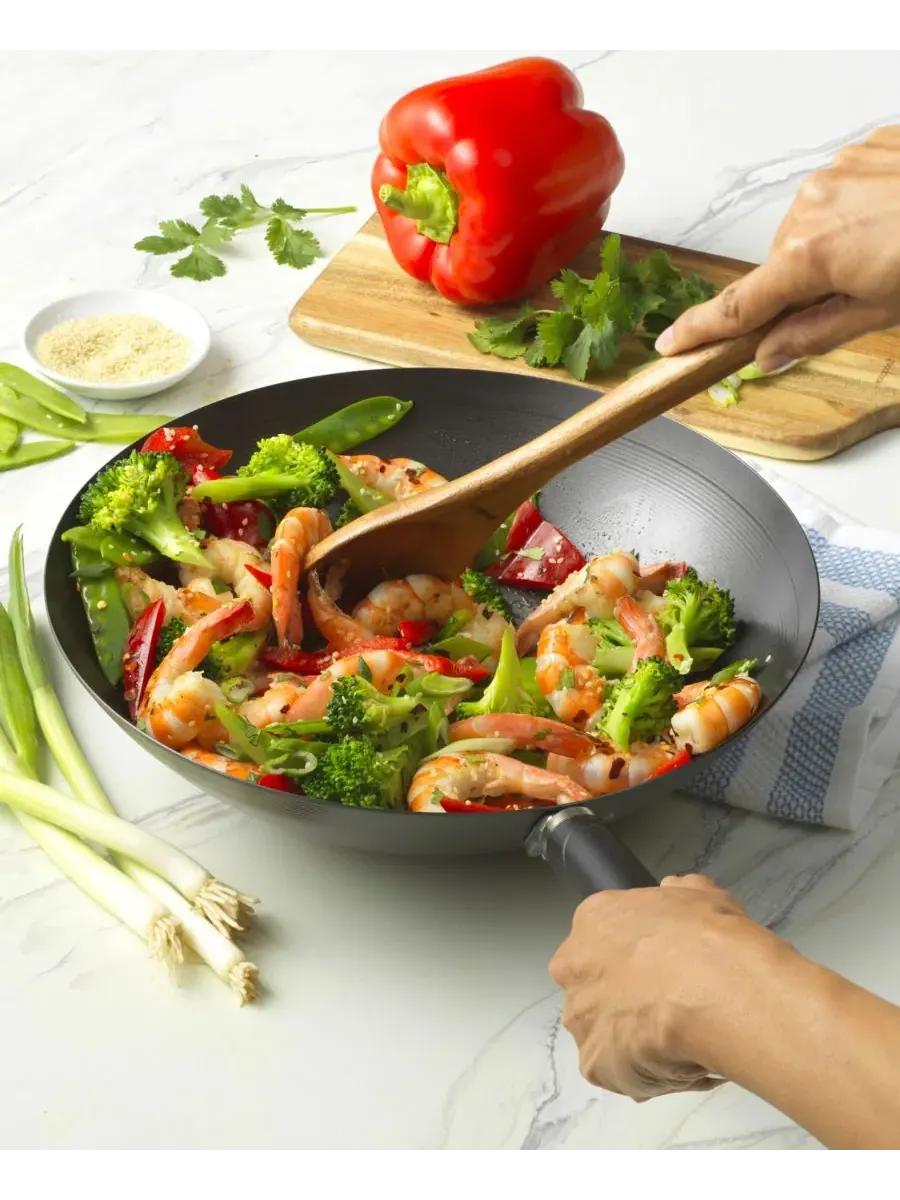 Вок Everyday Steel с антипригарным покрытием, 30 см Goodcook — изображение 2 из 8, черный