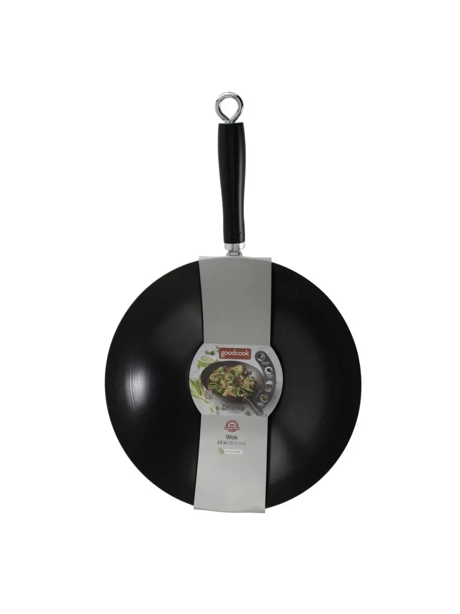 Вок Everyday Steel с антипригарным покрытием, 30 см Goodcook — изображение 4 из 8, черный