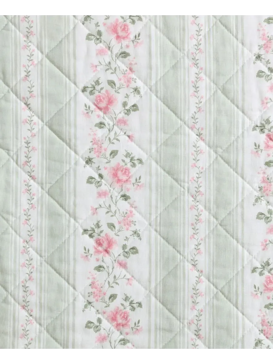 Двустороннее одеяло Rosebud Stripe, 2 предмета, размер Twin Laura Ashley — изображение 6 из 8, светлый зеленый