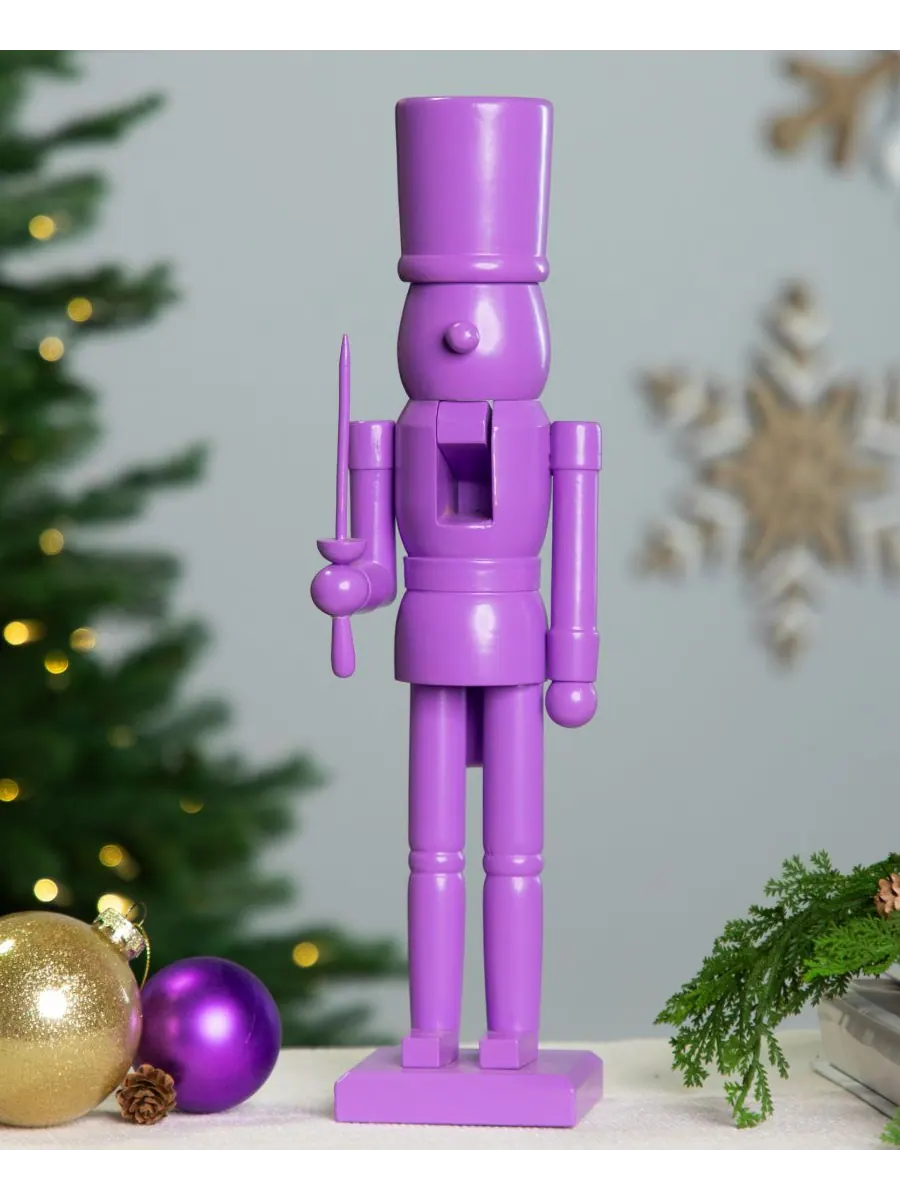 Рождественская фигурка Щелкунчика с мечом, 15 дюймов Northlight — изображение 2 из 6, фиолетовый