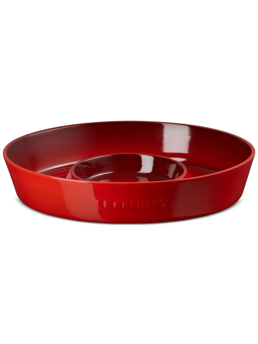 Овальная тарелка для чипсов и соусов Le Creuset, 34 см — изображение 1 из 6, красный