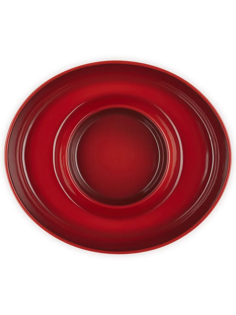 Овальная тарелка для чипсов и соусов Le Creuset, 34 см — изображение 3 из 6, красный