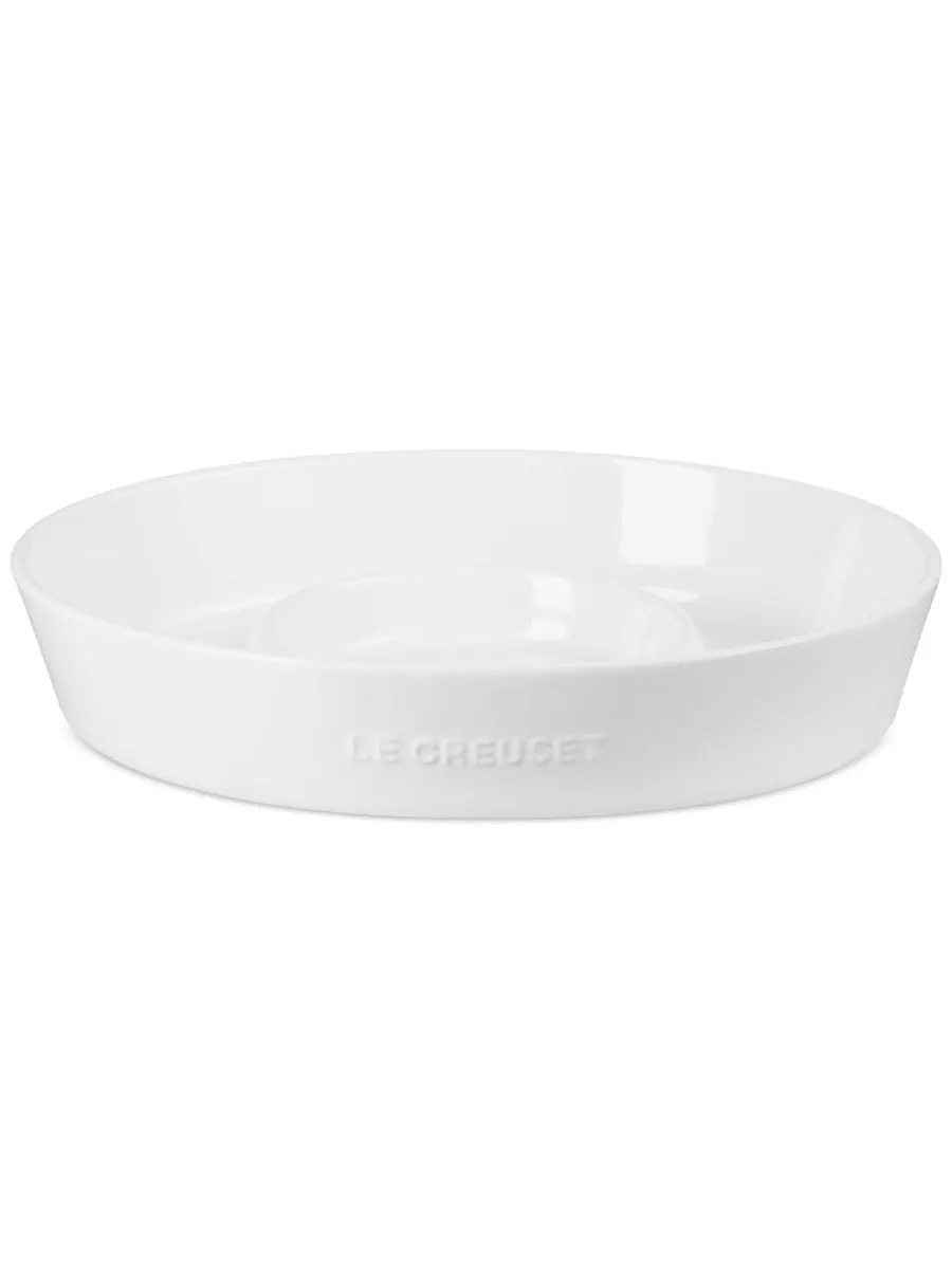 Овальная тарелка для чипсов и соусов Le Creuset, 30.7 см — изображение 2 из 6, белый