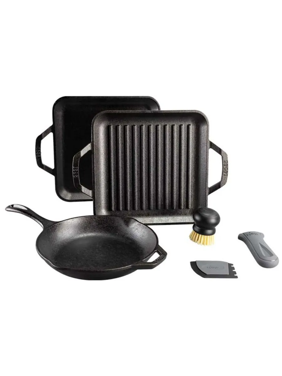 Набор посуды для приготовления изысканных блюд Chef Collection 12 дюймов Lodge Cast Iron — черный
