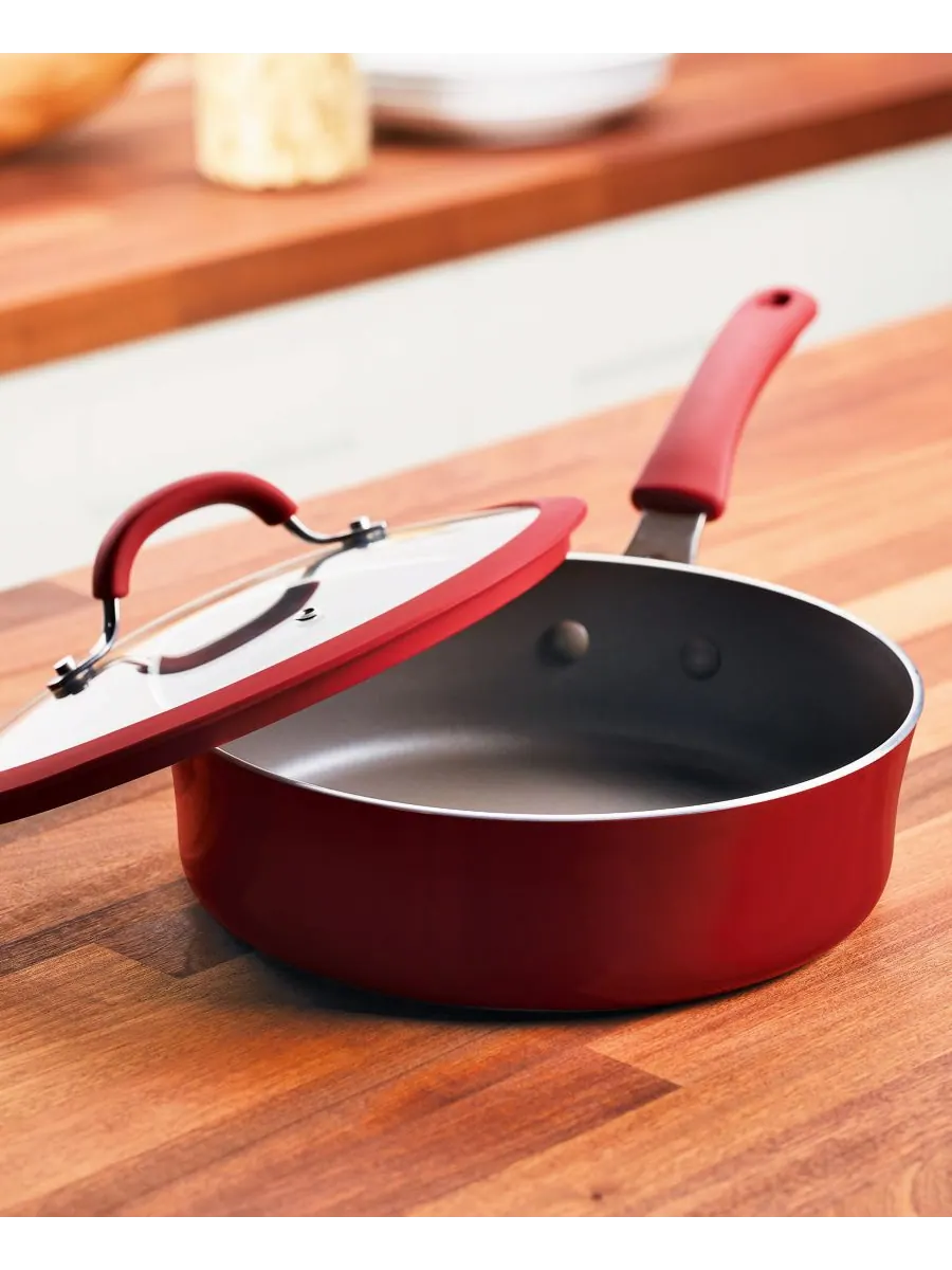 Алюминиевая антипригарная сковорода Cook + Create с крышкой, 3 кварты Rachael Ray — изображение 9 из 9, синий