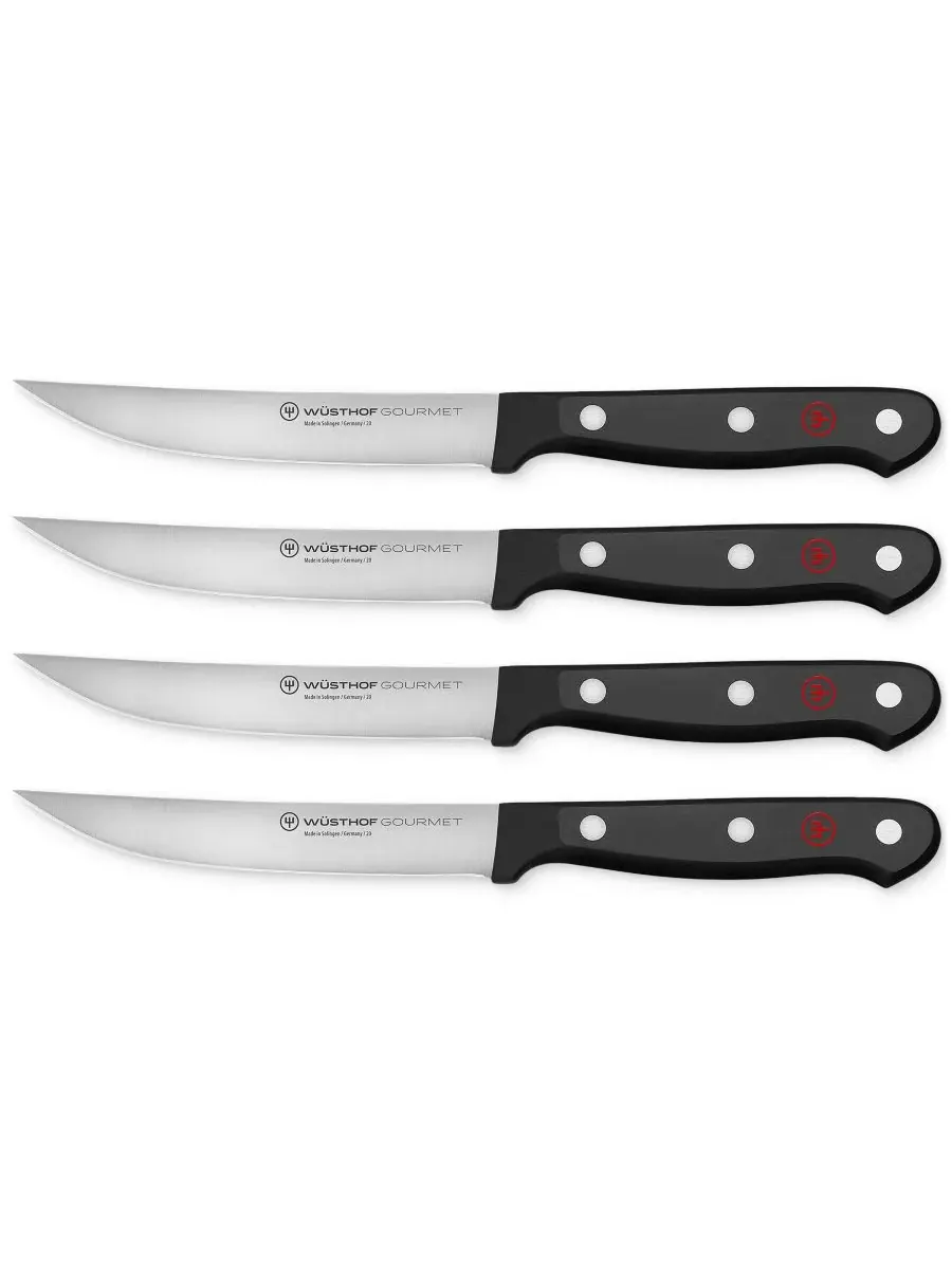 Набор из 4 стальных ножей для стейка Gourmet Black Wusthof — черный