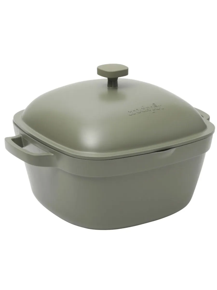 Чугунная кастрюля объемом 5,2 кварты (около 1,5 литра) с крышкой Crock-Pot — изображение 4 из 10, зеленый
