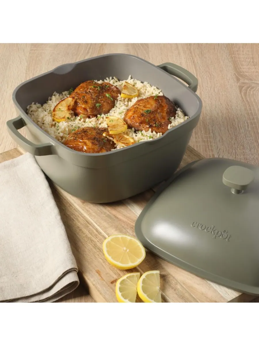 Чугунная кастрюля объемом 5,2 кварты (около 1,5 литра) с крышкой Crock-Pot — изображение 9 из 10, зеленый