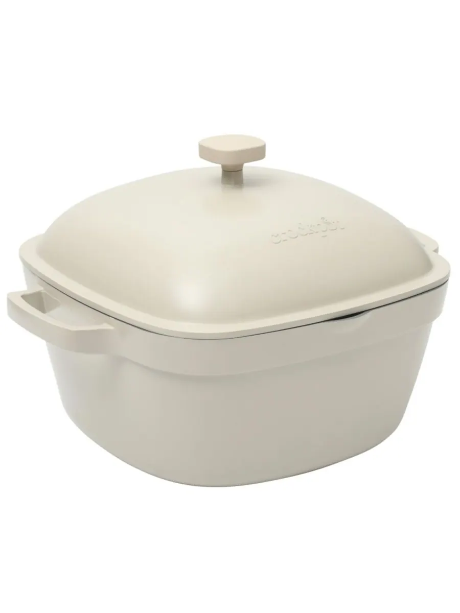 Чугунная кастрюля объемом 5,2 кварты (около 1,5 литра) с крышкой Crock-Pot, цвет matte linen whie — изображение 5 из 10