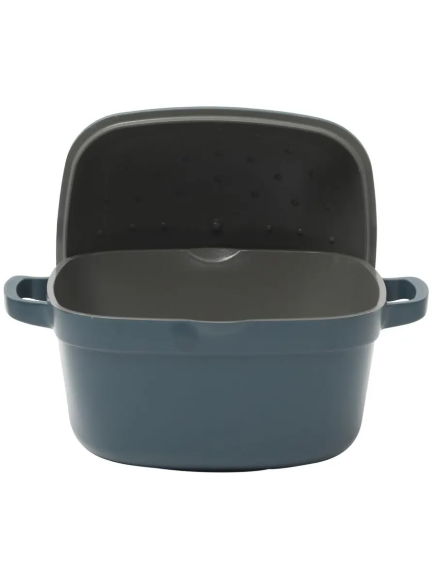 Чугунная кастрюля объемом 5,2 кварты (около 1,5 литра) с крышкой Crock-Pot — изображение 7 из 10, синий
