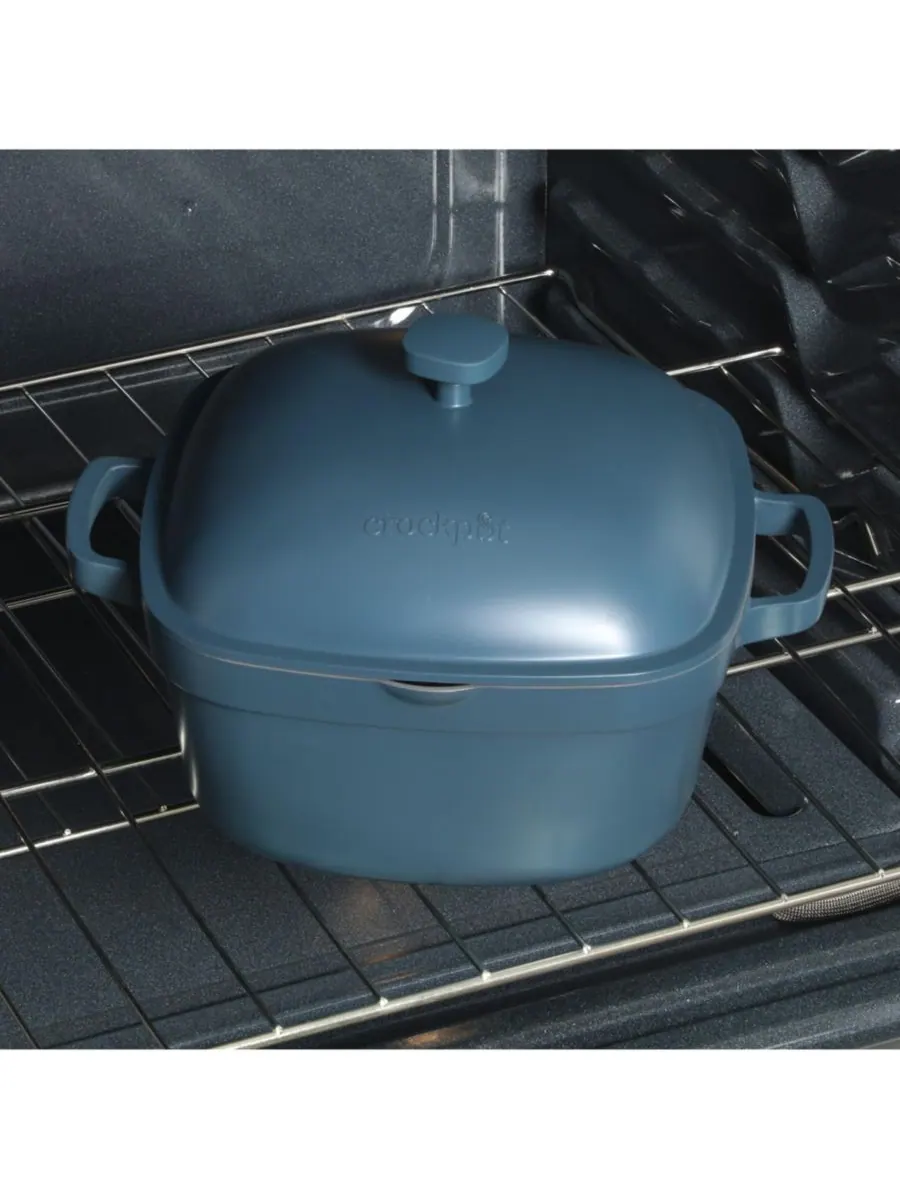 Чугунная кастрюля объемом 5,2 кварты (около 1,5 литра) с крышкой Crock-Pot — изображение 8 из 10, синий