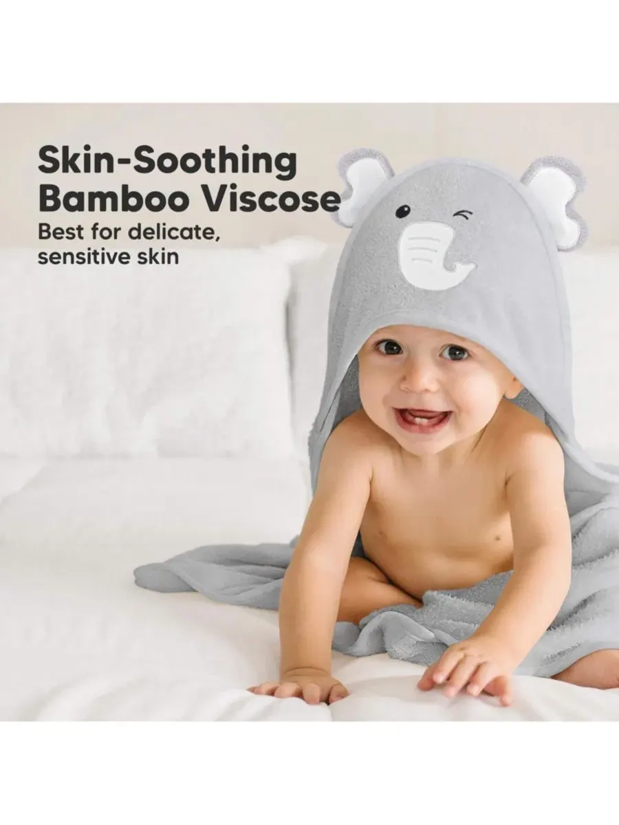 Детское полотенце с капюшоном Cuddle Baby, банное полотенце для малышей, детские полотенца с — изображение 3 из 10, серый