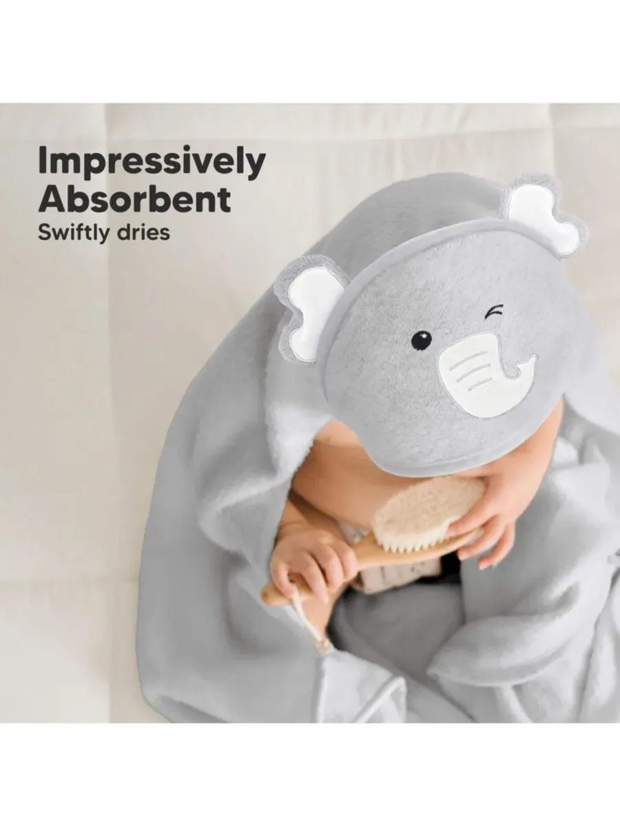 Детское полотенце с капюшоном Cuddle Baby, банное полотенце для малышей, детские полотенца с — изображение 5 из 10, серый