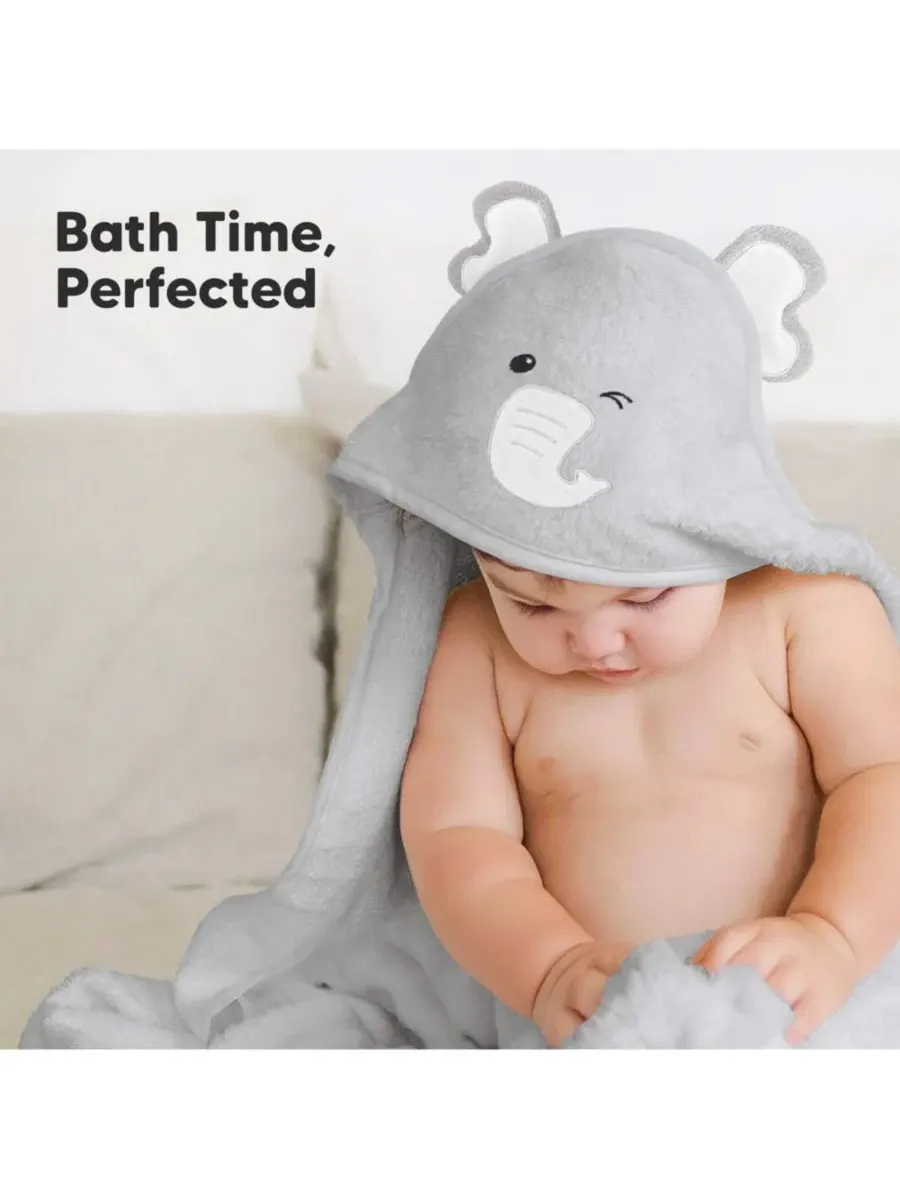 Детское полотенце с капюшоном Cuddle Baby, банное полотенце для малышей, детские полотенца с — изображение 9 из 10, серый