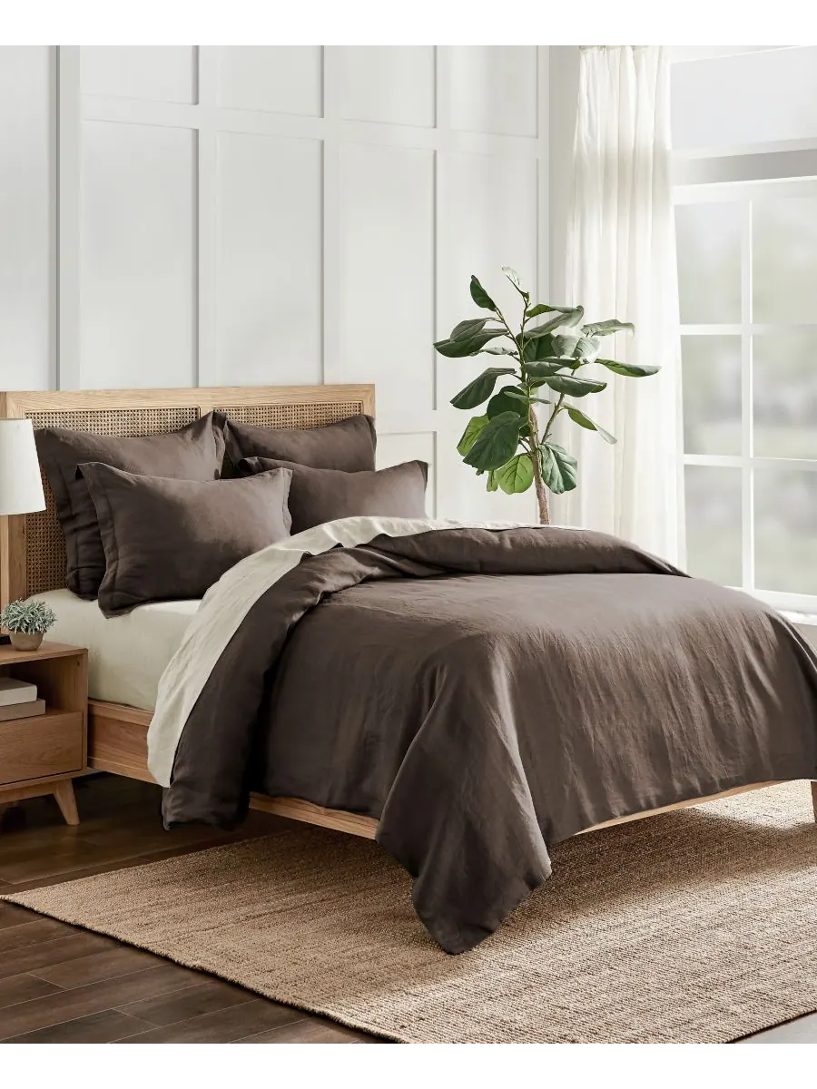Пододеяльник из стираного льна, однотонный, размер twin/twin xl Levtex — изображение 12 из 13, коричневый