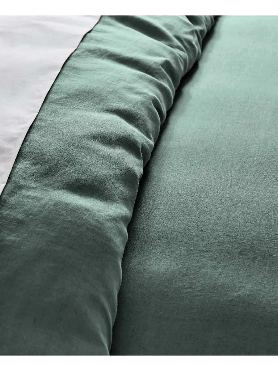 Пододеяльник из стираного льна, однотонный, размер twin/twin xl Levtex — изображение 9 из 10, зеленый