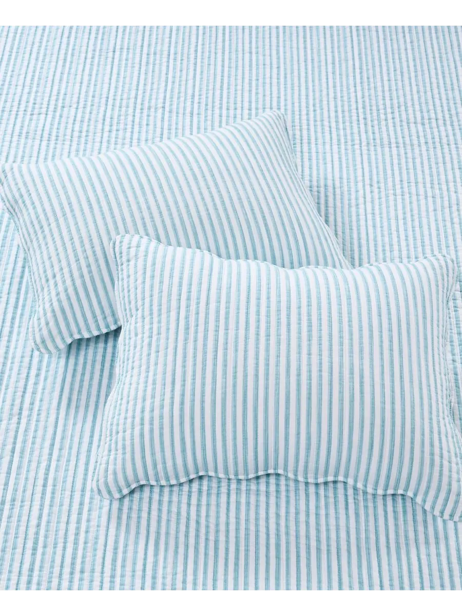 Двустороннее одеяло Martha Stripe, 3 предмета, размер Full/Queen Levtex — изображение 5 из 5, голубой