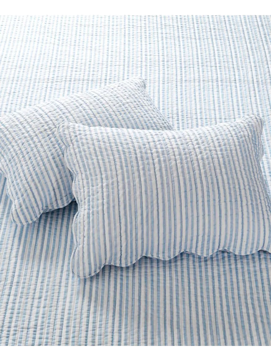 Двустороннее одеяло Martha Stripe, 3 предмета, размер Full/Queen Levtex — изображение 4 из 7, синий
