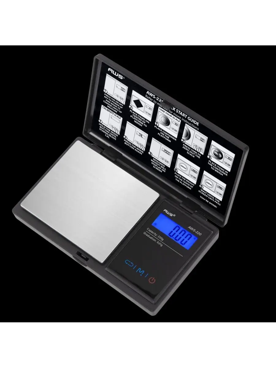 Цифровые карманные весы AWS 220 г (220 г x 0,01 г) American Weigh Scales — черный