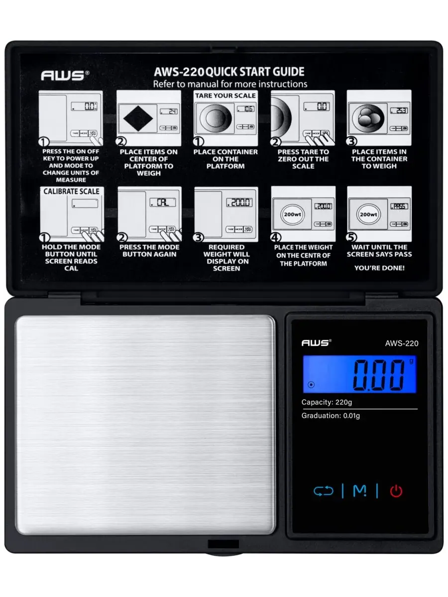 Цифровые карманные весы AWS 220 г (220 г x 0,01 г) American Weigh Scales — изображение 3 из 3, черный