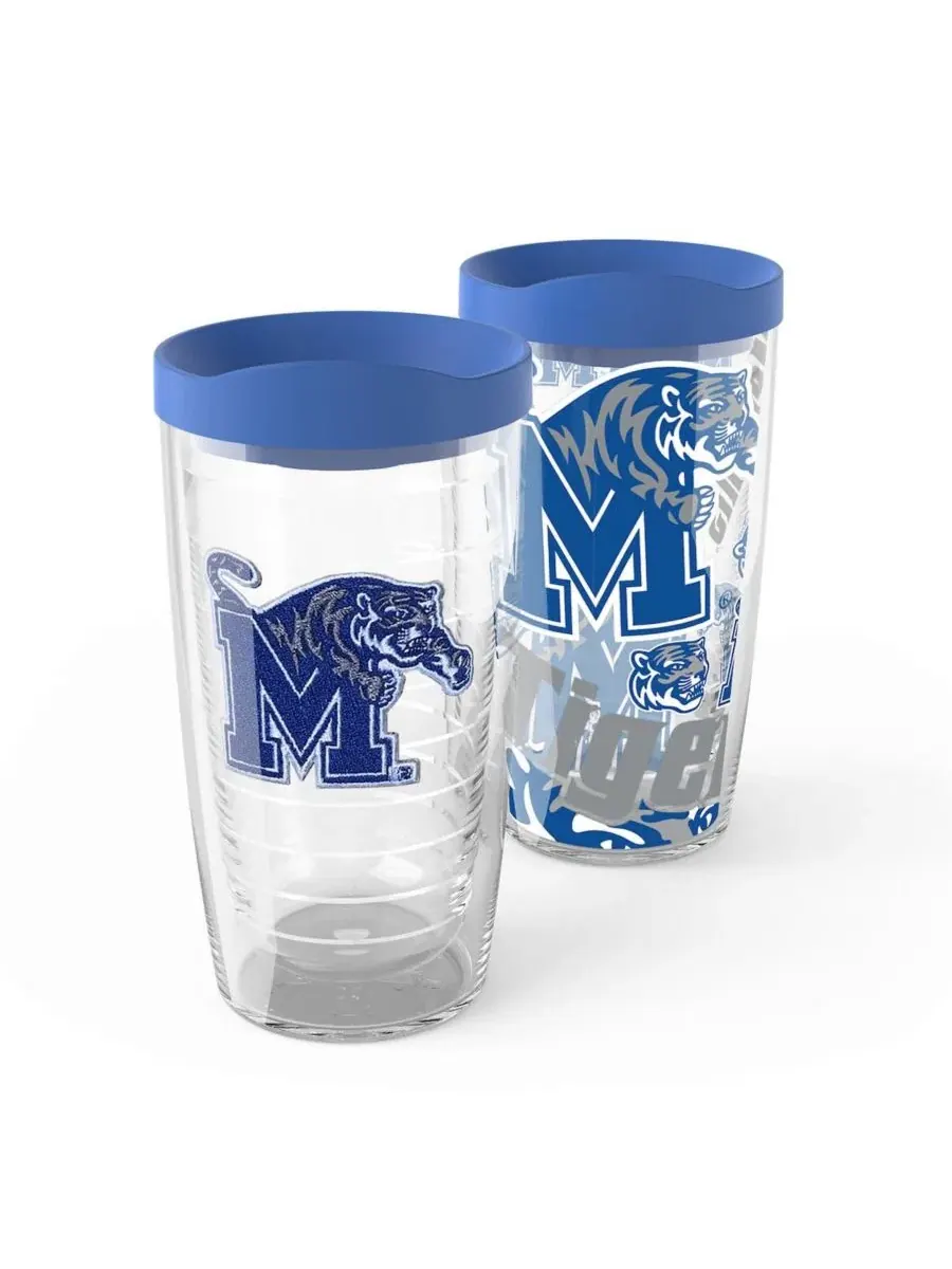Набор из 2 стаканов Tervis Memphis Tigers 16 унций с эмблемой — мульти