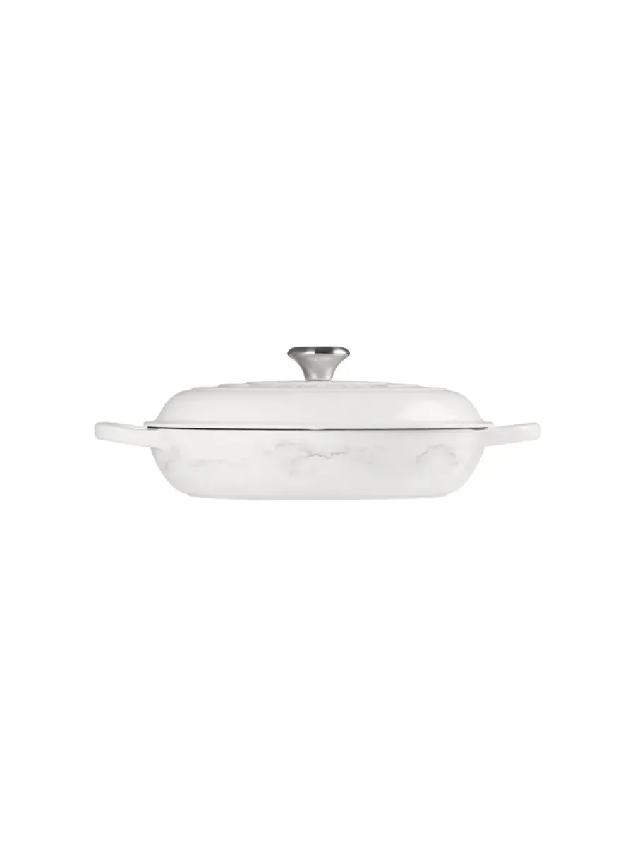 Сотейник чугунный Le Creuset, 3,5 л, 30 см, мраморный — изображение 2 из 6, белый