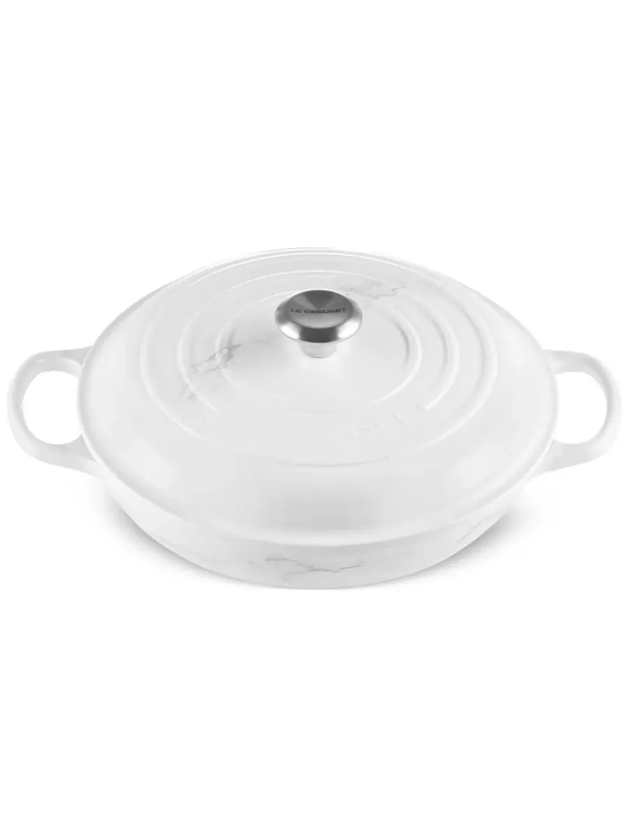 Сотейник чугунный Le Creuset, 3,5 л, 30 см, мраморный — изображение 6 из 6, белый
