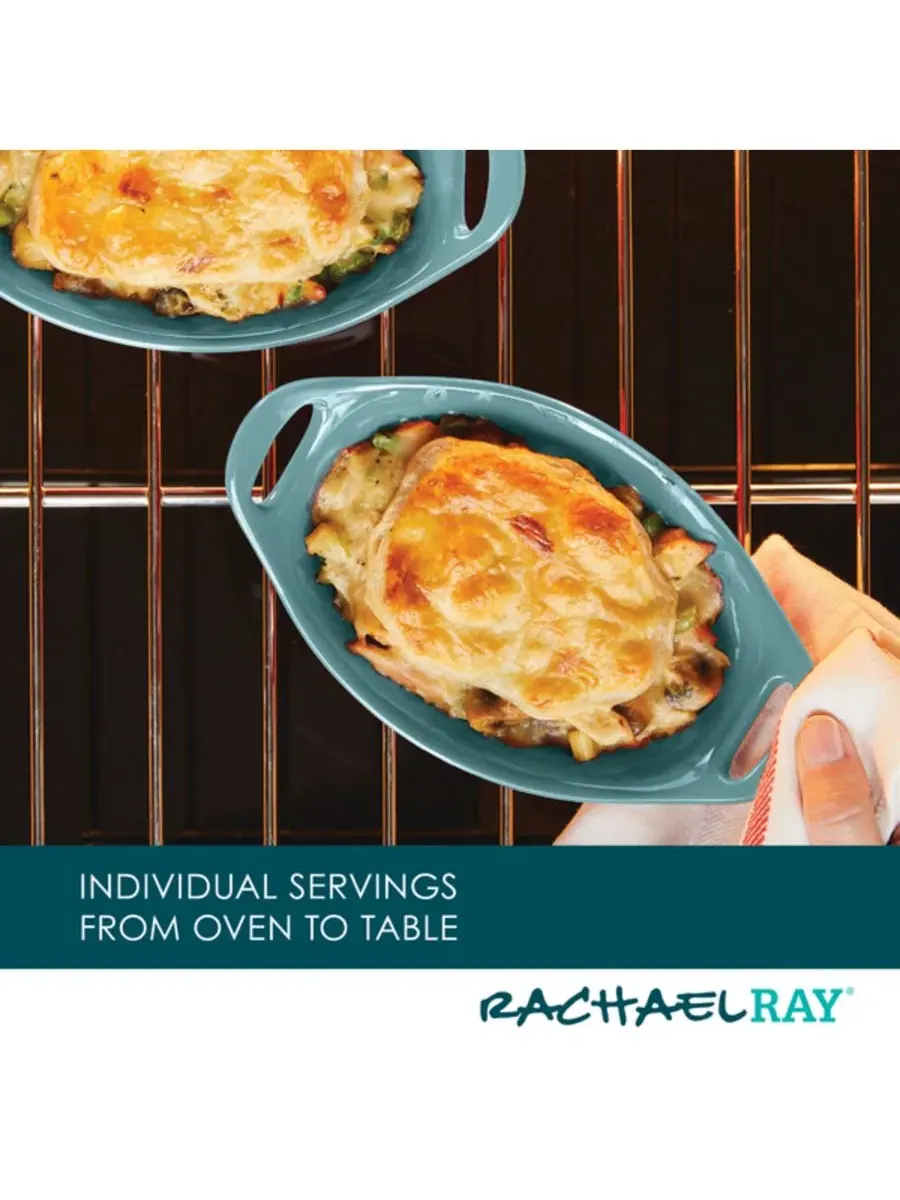 Керамический набор для запекания в форме овальной формы, 2 предмета Rachael Ray — изображение 4 из 8, синий
